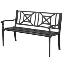 Load image into Gallery viewer, Gymax Park Yard Garden Bench Porch Chair Patio Outdoor Furniture w/ Steel Frame