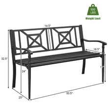 Load image into Gallery viewer, Gymax Park Yard Garden Bench Porch Chair Patio Outdoor Furniture w/ Steel Frame