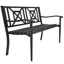 Load image into Gallery viewer, Gymax Park Yard Garden Bench Porch Chair Patio Outdoor Furniture w/ Steel Frame