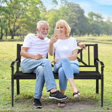 Load image into Gallery viewer, Gymax Park Yard Garden Bench Porch Chair Patio Outdoor Furniture w/ Steel Frame