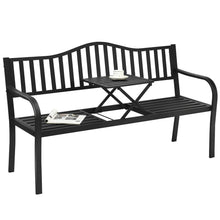 Load image into Gallery viewer, Gymax Park Yard Garden Bench Loveseat Outdoor Furniture w/ Foldable Center Table