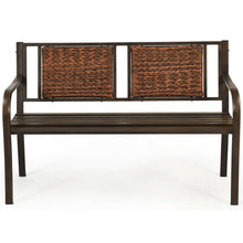Load image into Gallery viewer, Gymax Garden Bench Loveseat Park Patio Yard Outdoor w/ Rattan Back Steel Frame
