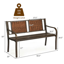 Load image into Gallery viewer, Gymax Garden Bench Loveseat Park Patio Yard Outdoor w/ Rattan Back Steel Frame
