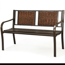 Load image into Gallery viewer, Gymax Garden Bench Loveseat Park Patio Yard Outdoor w/ Rattan Back Steel Frame
