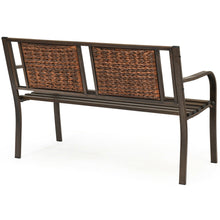 Load image into Gallery viewer, Gymax Garden Bench Loveseat Park Patio Yard Outdoor w/ Rattan Back Steel Frame
