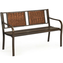 Load image into Gallery viewer, Gymax Garden Bench Loveseat Park Patio Yard Outdoor w/ Rattan Back Steel Frame