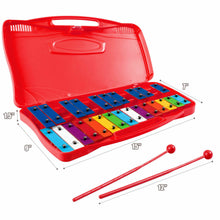 Load image into Gallery viewer, Gymax 25 Notes Kids Glockenspiel Chromatic Metal Xylophone w/ Red Case and 2 Mallets