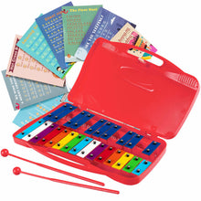 Load image into Gallery viewer, Gymax 25 Notes Kids Glockenspiel Chromatic Metal Xylophone w/ Red Case and 2 Mallets