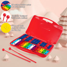 Load image into Gallery viewer, Gymax 25 Notes Kids Glockenspiel Chromatic Metal Xylophone w/ Red Case and 2 Mallets