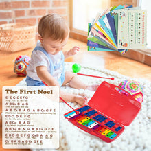Load image into Gallery viewer, Gymax 25 Notes Kids Glockenspiel Chromatic Metal Xylophone w/ Red Case and 2 Mallets