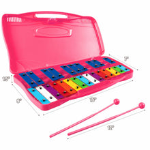 Load image into Gallery viewer, Gymax 25 Notes Kids Glockenspiel Chromatic Metal Xylophone w/ Pink Case and 2 Mallets