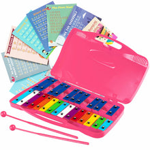Load image into Gallery viewer, Gymax 25 Notes Kids Glockenspiel Chromatic Metal Xylophone w/ Pink Case and 2 Mallets