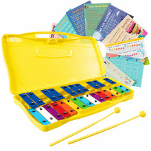 Load image into Gallery viewer, Gymax 25 Notes Kids Glockenspiel Chromatic Metal Xylophone w/Yellow Case and 2 Mallets