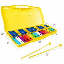 Load image into Gallery viewer, Gymax 25 Notes Kids Glockenspiel Chromatic Metal Xylophone w/Yellow Case and 2 Mallets