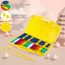 Load image into Gallery viewer, Gymax 25 Notes Kids Glockenspiel Chromatic Metal Xylophone w/Yellow Case and 2 Mallets