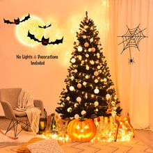 Load image into Gallery viewer, Gymax 7.5FT Artificial Halloween Christmas Tree Hinged Pine Tree Holiday Decoration Black