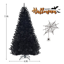 Load image into Gallery viewer, Gymax 7.5FT Artificial Halloween Christmas Tree Hinged Pine Tree Holiday Decoration Black