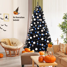 Load image into Gallery viewer, Gymax 7.5FT Artificial Halloween Christmas Tree Hinged Pine Tree Holiday Decoration Black