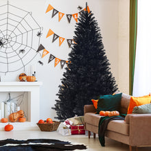 Load image into Gallery viewer, Gymax 7.5FT Artificial Halloween Christmas Tree Hinged Pine Tree Holiday Decoration Black