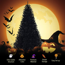 Load image into Gallery viewer, Gymax 7.5FT Artificial Halloween Christmas Tree Hinged Pine Tree Holiday Decoration Black