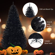 Load image into Gallery viewer, Gymax 7.5FT Artificial Halloween Christmas Tree Hinged Pine Tree Holiday Decoration Black