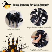 Load image into Gallery viewer, Gymax 7.5FT Artificial Halloween Christmas Tree Hinged Pine Tree Holiday Decoration Black