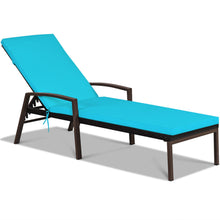 Load image into Gallery viewer, Gymax 2PCS Adjustable Patio Rattan Chaise Recliner Lounge Chair w/ Turquoise Cushion