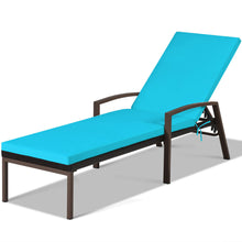 Load image into Gallery viewer, Gymax 2PCS Adjustable Patio Rattan Chaise Recliner Lounge Chair w/ Turquoise Cushion