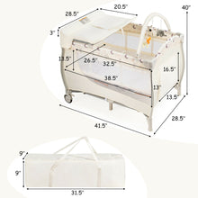 Load image into Gallery viewer, Gymax Foldable Baby Playard Portable Playpen Nursery Center w/ Changing Station Beige