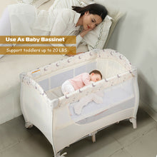 Load image into Gallery viewer, Gymax Foldable Baby Playard Portable Playpen Nursery Center w/ Changing Station Beige