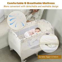 Load image into Gallery viewer, Gymax Foldable Baby Playard Portable Playpen Nursery Center w/ Changing Station Beige