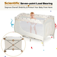 Load image into Gallery viewer, Gymax Foldable Baby Playard Portable Playpen Nursery Center w/ Changing Station Beige