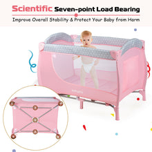 Load image into Gallery viewer, Gymax Foldable Baby Playard Portable Playpen Nursery Center w/ Changing Station Pink