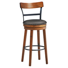 Load image into Gallery viewer, Gymax 30.5'' BarStool Swivel Pub Height kitchen Dining Bar Chair with Rubber Wood Legs