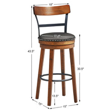 Load image into Gallery viewer, Gymax 30.5'' BarStool Swivel Pub Height kitchen Dining Bar Chair with Rubber Wood Legs