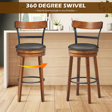 Load image into Gallery viewer, Gymax 30.5'' BarStool Swivel Pub Height kitchen Dining Bar Chair with Rubber Wood Legs