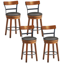 Load image into Gallery viewer, Gymax Set of 4 BarStool 25.5'' Swivel Counter Height Dining Chair with Rubber Wood Legs