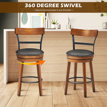 Load image into Gallery viewer, Gymax Set of 4 BarStool 25.5'' Swivel Counter Height Dining Chair with Rubber Wood Legs