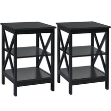 Load image into Gallery viewer, Gymax 2 PCS 3-Tier Nightstand End Table X Design Storage Display Shelf Living Room
