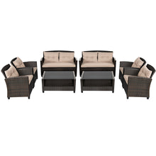 Load image into Gallery viewer, Gymax 8pcs Patio Rattan Conversation Set Cushioned Outdoor Furniture Set