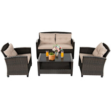 Load image into Gallery viewer, Gymax 8pcs Patio Rattan Conversation Set Cushioned Outdoor Furniture Set