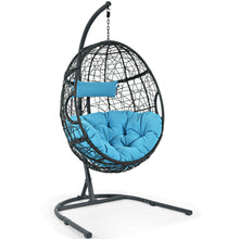 Load image into Gallery viewer, Gymax Hanging Hammock Chair Egg Swing Chair w/ Blue Cushion Pillow Stand