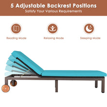 Load image into Gallery viewer, Gymax Adjustable Rattan Recliner Chaise Lounge Chair Patio w/ Cushion Wheels