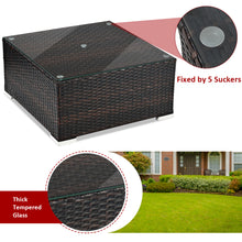 Load image into Gallery viewer, Gymax 5PCS Cushioned Rattan Patio Conversation Set w/ Ottoman Red Cushion