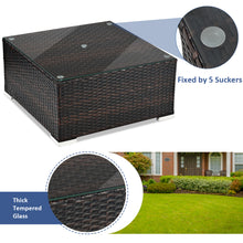 Load image into Gallery viewer, Gymax 5PCS Cushioned Rattan Patio Conversation Set w/ Ottoman Navy Cushion