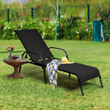 Load image into Gallery viewer, Gymax Adjustable Chaise Lounge Chair Recliner Patio Yard Outdoor w/ Armrest Black