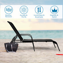 Load image into Gallery viewer, Gymax Adjustable Chaise Lounge Chair Recliner Patio Yard Outdoor w/ Armrest Black