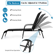 Load image into Gallery viewer, Gymax Adjustable Chaise Lounge Chair Recliner Patio Yard Outdoor w/ Armrest Black