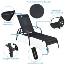 Load image into Gallery viewer, Gymax Adjustable Chaise Lounge Chair Recliner Patio Yard Outdoor w/ Armrest Black