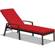Load image into Gallery viewer, Gymax Adjustable Rattan Chaise Recliner Lounge Chair Patio Outdoor w/ Red Cushion
